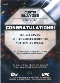 2019 Topps UFC Knockout - UFC Fire Autographs Red #UFCF-CB Curtis Blaydes Back
