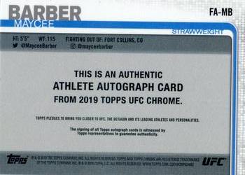 2019 Topps Chrome UFC - Autographs #FA-MB Maycee Barber Back