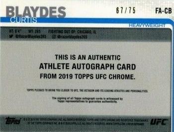 2019 Topps Chrome UFC - Autographs Blue Wave #FA-CB Curtis Blaydes Back