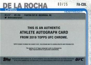 2019 Topps Chrome UFC - Autographs Orange #FA-CDL Chris de la Rocha Back