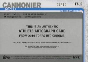 2019 Topps Chrome UFC - Autographs Black #FA-JC Jared Cannonier Back