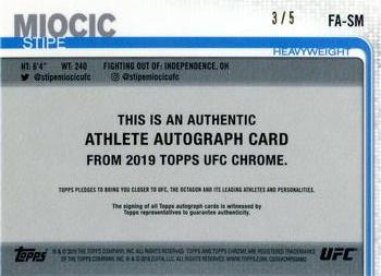 2019 Topps Chrome UFC - Autographs Red #FA-SM Stipe Miocic Back