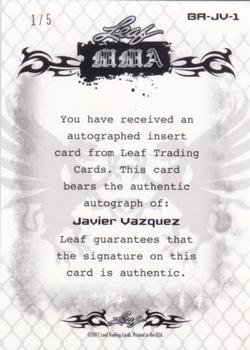 2011 Leaf MMA Metal - Autographs Red #BAJV1 Javier Vazquez Back