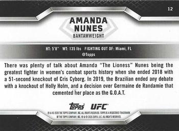 2020 Topps UFC Knockout #12 Amanda Nunes Back