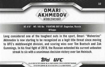 2020 Topps UFC Knockout #32 Omari Akhmedov Back