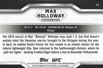 2020 Topps UFC Knockout #33 Max Holloway Back