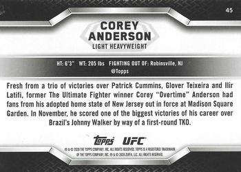 2020 Topps UFC Knockout #45 Corey Anderson Back