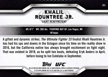 2020 Topps UFC Knockout #51 Khalil Rountree Jr. Back