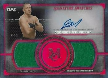 2019 Topps UFC Museum Collection - Single Athlete Signature Swatches Dual Relic Autographs Ruby #SSADR-GSP Georges St-Pierre Front