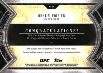 2018 Topps UFC Museum Collection - Museum Autographs #MA-DP Dustin Poirier Back