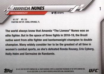2020 Topps UFC #1 Amanda Nunes Back