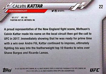2020 Topps UFC #22 Calvin Kattar Back