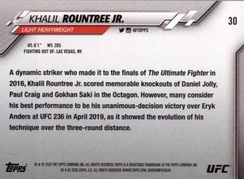2020 Topps UFC #30 Khalil Rountree Jr. Back