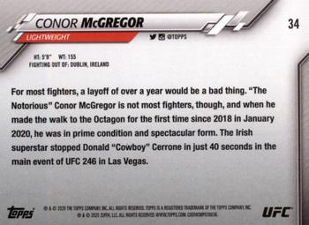 2020 Topps UFC #34 Conor McGregor Back
