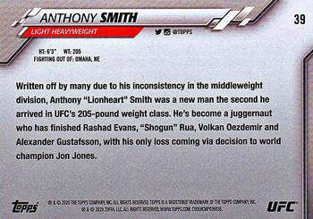 2020 Topps UFC #39 Anthony Smith Back