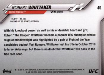 2020 Topps UFC #40 Robert Whittaker Back