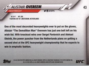 2020 Topps UFC #43 Alistair Overeem Back