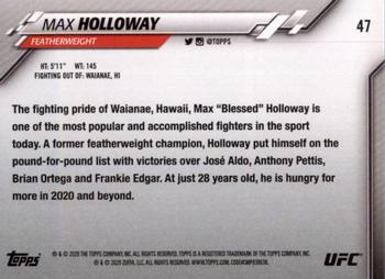 2020 Topps UFC #47 Max Holloway Back