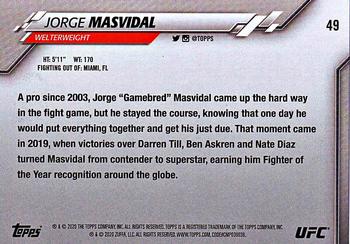 2020 Topps UFC #49 Jorge Masvidal Back