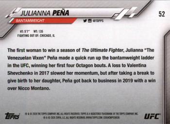 2020 Topps UFC #52 Julianna Peña Back