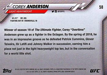 2020 Topps UFC #58 Corey Anderson Back
