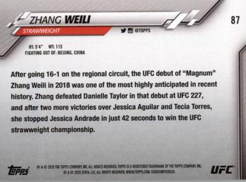 2020 Topps UFC #87 Zhang Weili Back