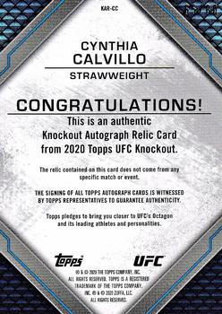 2020 Topps UFC Knockout - Knockout Autograph Relics #KAR-CC Cynthia Calvillo Back