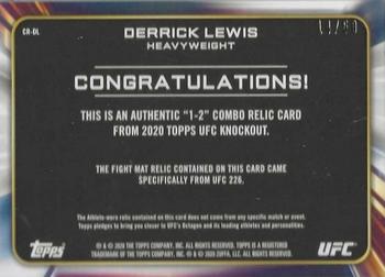2020 Topps UFC Knockout - One-Two Combination Relics Blue #CR-DL Derrick Lewis Back