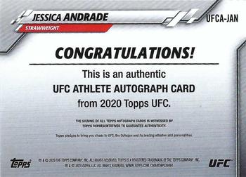 2020 Topps UFC - UFC Athlete Autographs #UFCA-JAN Jessica Andrade Back