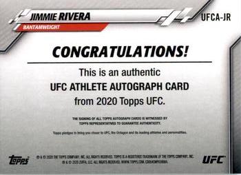 2020 Topps UFC - UFC Athlete Autographs #UFCA-JR Jimmie Rivera Back