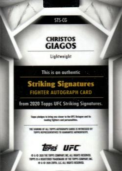 2020 Topps UFC Striking Signatures - Fighter Autographs #STS-CG Christos Giagos Back