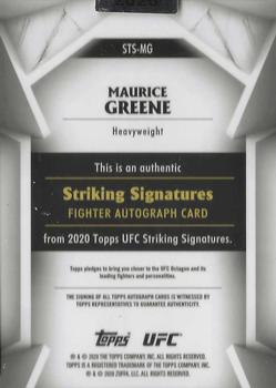 2020 Topps UFC Striking Signatures - Fighter Autographs #STS-MG Maurice Greene Back