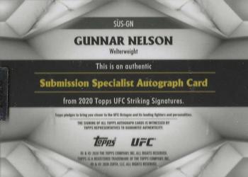 2020 Topps UFC Striking Signatures - Submission Specialist Autographs #SUS-GN Gunnar Nelson Back