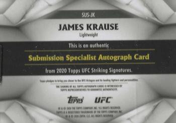 2020 Topps UFC Striking Signatures - Submission Specialist Autographs #SUS-JK James Krause Back