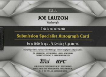 2020 Topps UFC Striking Signatures - Submission Specialist Autographs Purple #SUS-JL Joe Lauzon Back