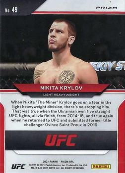 2021 Panini Prizm UFC - Green Prizms #49 Nikita Krylov Back