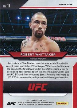 2021 Panini Prizm UFC - Silver Prizms #11 Robert Whittaker Back