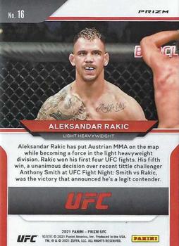 2021 Panini Prizm UFC - Silver Prizms #16 Aleksandar Rakic Back