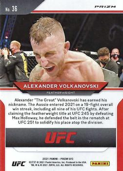 2021 Panini Prizm UFC - Silver Prizms #36 Alexander Volkanovski Back