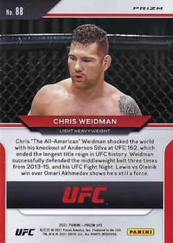2021 Panini Prizm UFC - Silver Prizms #88 Chris Weidman Back