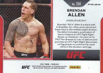 2021 Panini Prizm UFC - Silver Prizms #134 Brendan Allen Back