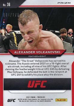 2021 Panini Prizm UFC - Red Prizms #36 Alexander Volkanovski Back