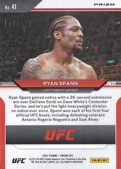 2021 Panini Prizm UFC - Blue Prizms #41 Ryan Spann Back