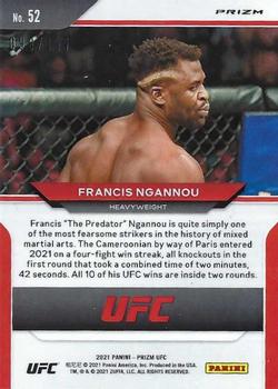 2021 Panini Prizm UFC - Blue Prizms #52 Francis Ngannou Back
