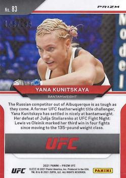 2021 Panini Prizm UFC - Blue Prizms #83 Yana Kunitskaya Back