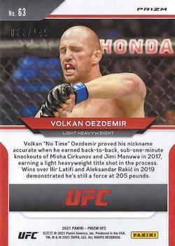 2021 Panini Prizm UFC - Purple Prizms #63 Volkan Oezdemir Back