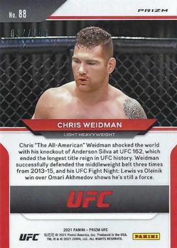 2021 Panini Prizm UFC - Purple Prizms #88 Chris Weidman Back
