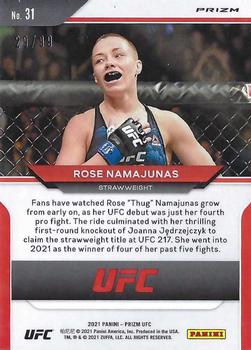 2021 Panini Prizm UFC - Orange Prizms #31 Rose Namajunas Back