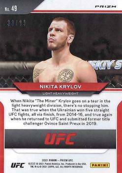 2021 Panini Prizm UFC - Orange Prizms #49 Nikita Krylov Back