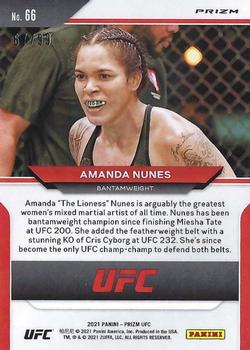 2021 Panini Prizm UFC - Orange Prizms #66 Amanda Nunes Back